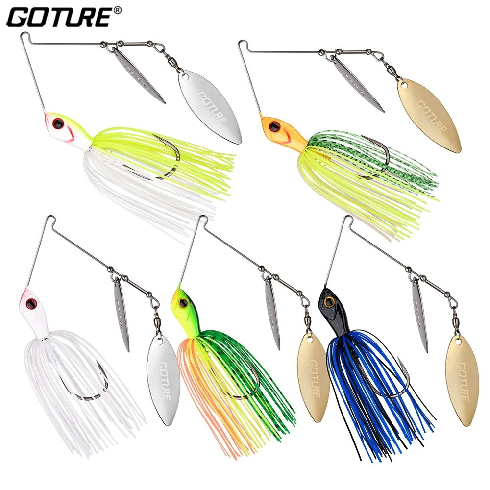 Goture Spinnerbait Fishing Lure 10g 14g Spoon Jig Metal Lure Spinner