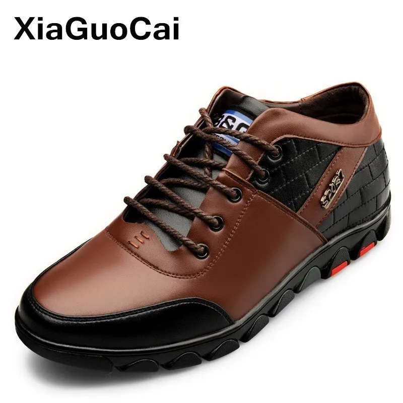 

2019 Men Leather Casual Shoes Height Increasing Luxury British Male Business Dress Shoes Lace Up Man Footwear Dropshipping
