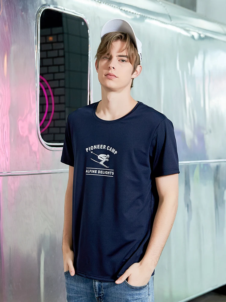 بايونير مخيم الصيف الرجال سريعة الجافة القمصان الغولف الرياضة تشغيل التزلج عارضة المطبوعة الملابس اللياقة البدنية شبكة قصيرة الأكمام ل الذ...