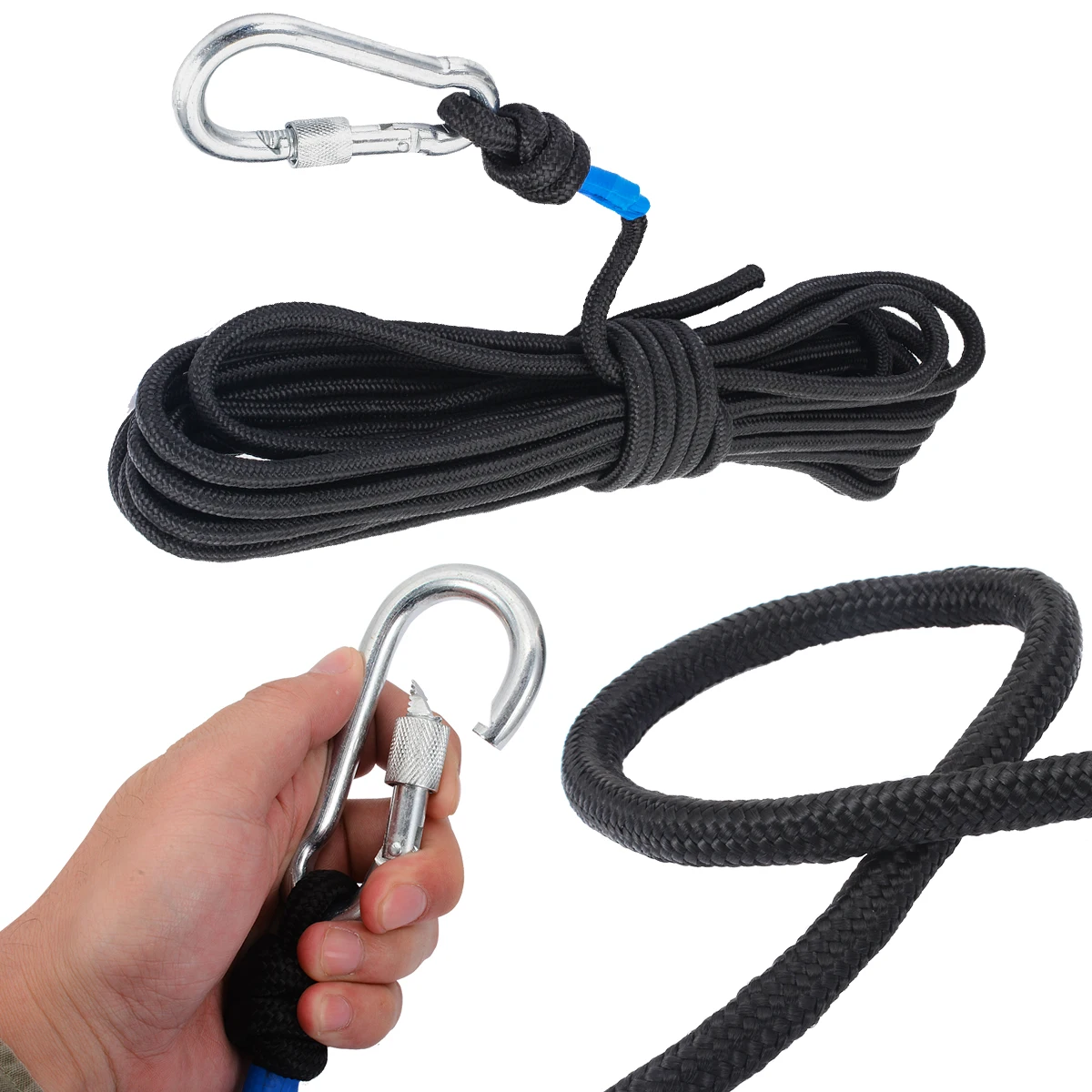 

1pc Black 10 Metre Rope For Fishing Treasure Hunting Neodymium Recovery Magnet Nylon High Quality