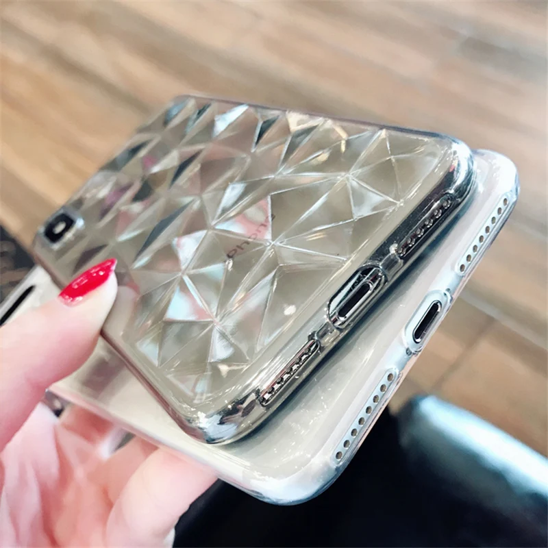Lovebay For iPhone 6 6s 7 8 Plus X XR XS Max Phone Case Luxury Diamond Texture Transparent Ultra Thin Soft TPU For iPhone X Case