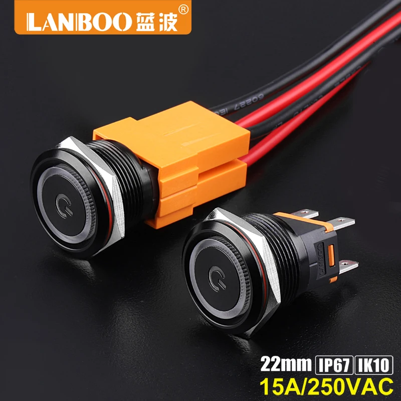 LB22C EDY power push button switch led membrane switch for game machine