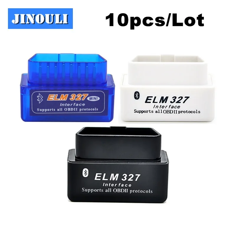 10 шт. Супер Мини ELM327 Bluetooth OBD2 V2.1 Черный Синий умный Автомобильный диагностический