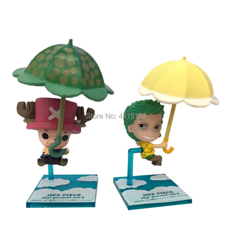 10 pcs/lot Umbrella One Piece Anime Ace Luffy Robin Nami Brook Umbrella Zoro PVC Action Figure Model Cartoon Collection Toy