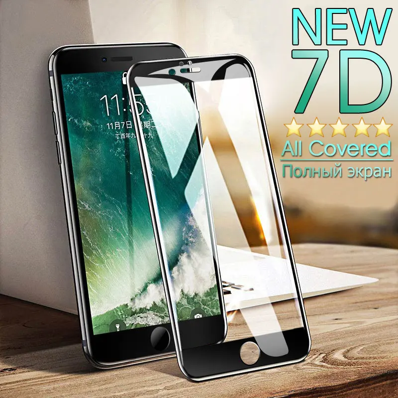7D полное покрытие Защитное стекло для iphone 7 6 6S 8 Plus закаленное защитное стекло для iphone X 5 5S SE