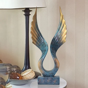 

Beautiful Sculpture Decoration Abstract Golden Wings Resin Crafts Statue Home Living Room Office Decor Table Decoration