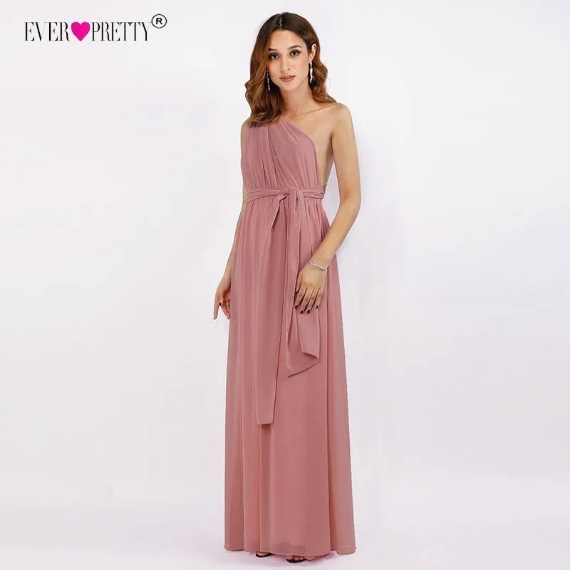 Длинные шифоновые платья подружки невесты Ever Pretty многоканальное платье с