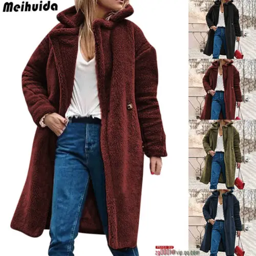 

2019 Winter Cashmere Coat Womens Ladies Baggy Cardigan Coat Tops Chunky Knitted Oversized Sweater Jumper Outwear Coat
