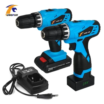 

TUNGFULL 21v Cordless Drill 25v Electric Screwdriver Rechargeable Screwdriver Dremel Tools Lithium Battery Drill Bit Two-speed