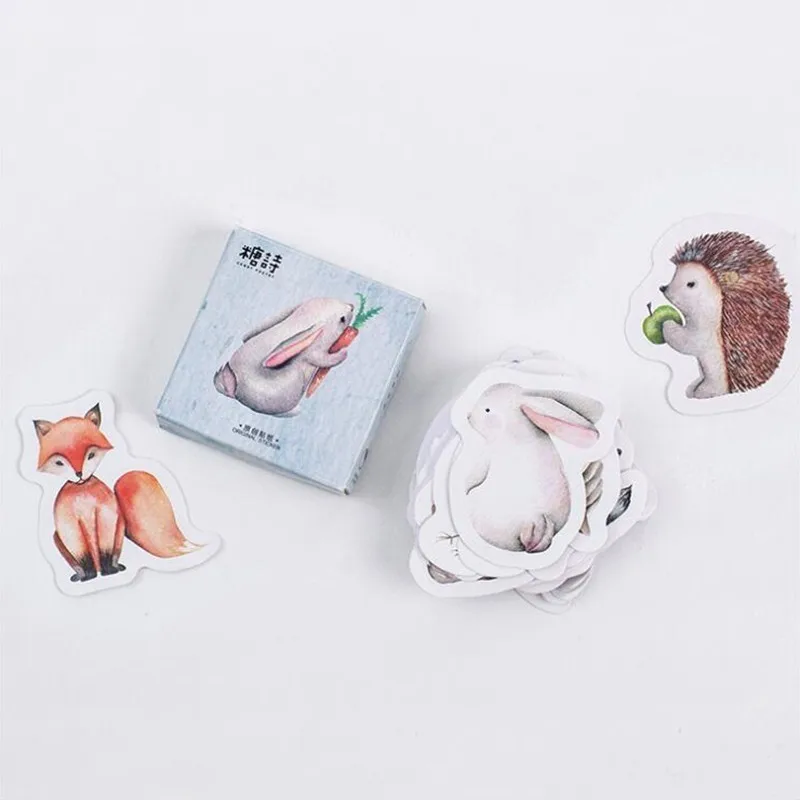 

45 Pcs/Pack Diary Sticky Stickers Forest Animal Pattern Boxed Scrapbooking Flakes DIY Office Stationery School Supplies