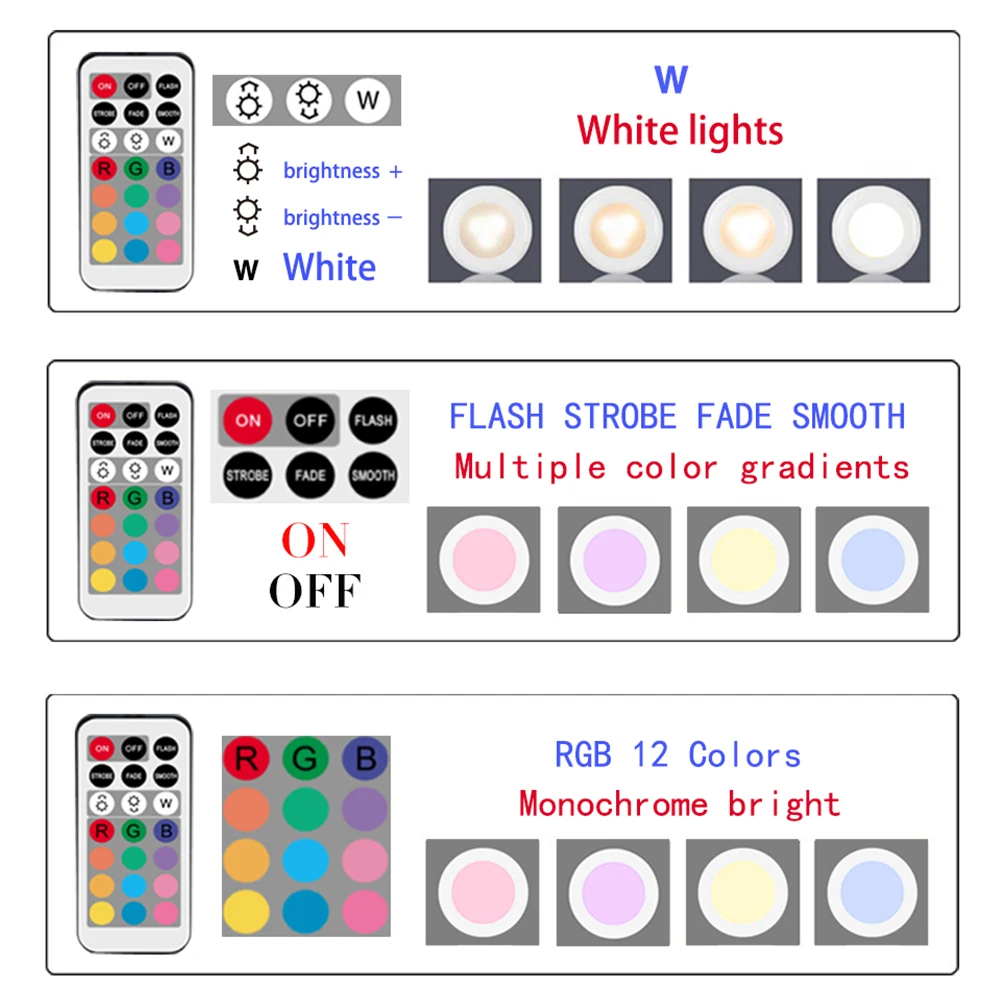 RGB 12 цветов затемняемые беспроводные Светодиодные шайбы сенсорный сенсор светодиодный светильник под шкафом для близкого гардероба Лестницы прихожей ночной Светильник