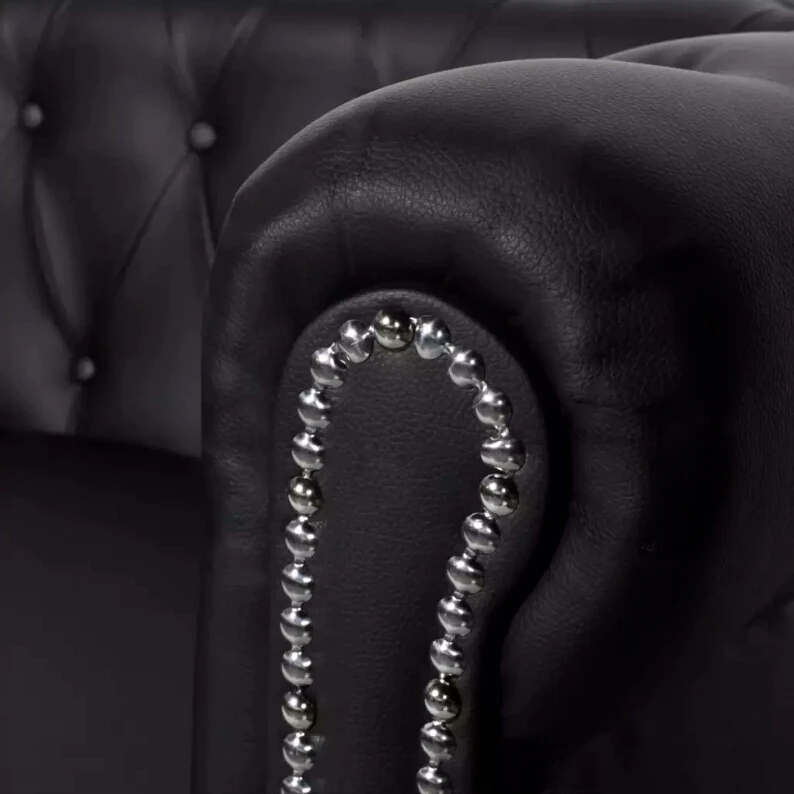 VidaXL Chesterfield Sofa 2-Seater Synthetic Leather Black High Quality Sofa Suitable For Home And Office