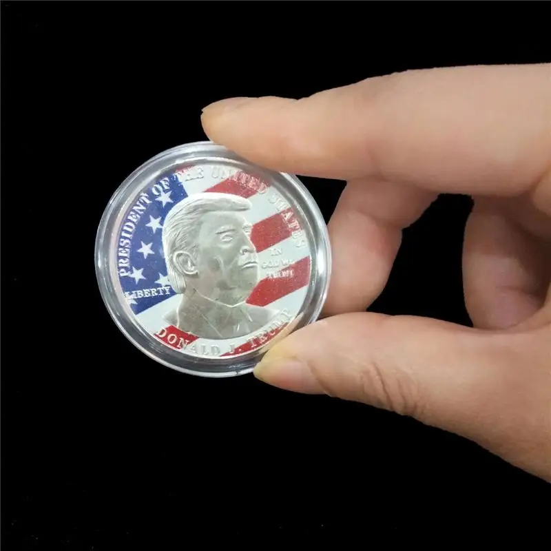 Color Donald Trump Bitcoin Metal Commemorative Coin Family Decoration Collection Medal Historical Memorabilia