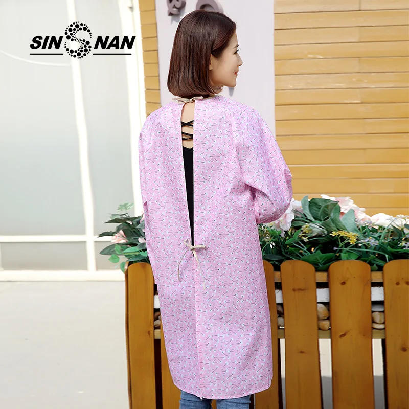 Women Long Sleeve Kitchen Apron Kindergarten Teacher Apron Nail Technician Apron Waitress Dresses Plain Pinafore Apron30