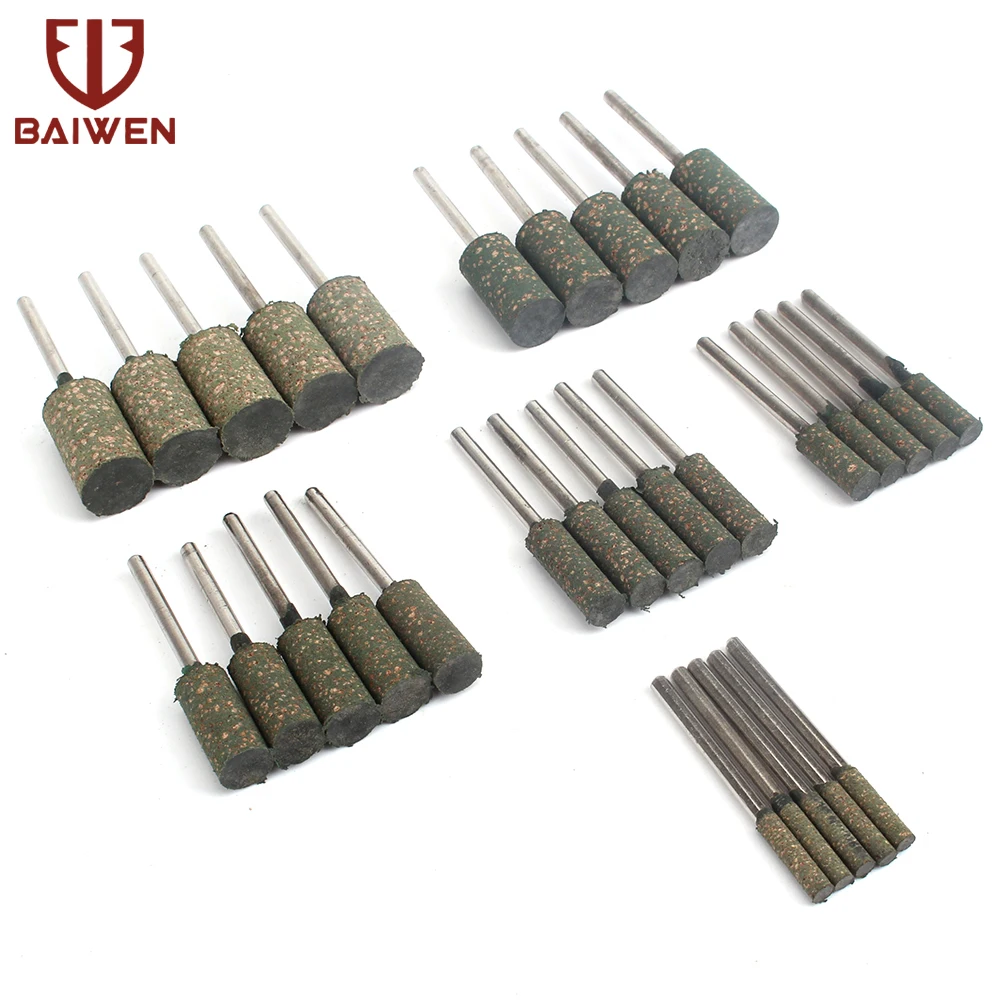 

10Pcs 3-12mm Rubber Grinding Head Sesame Cylindrical Shape Polishing Burr Bit Derusting Mounted Point Rotary Abrasive Tools