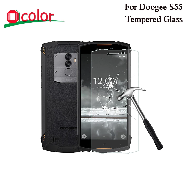 

ocolor For Doogee S55 Tempered Glass 9H 5.5'' For Doogee S55 Ultra-Thin Front Glass Screen Protector Anti-Scratch Phone Film