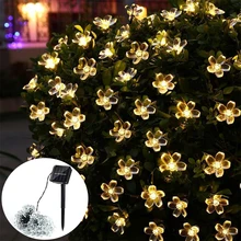 50 светодиодный солнечный свет в виде цветка, водонепроницаемая гирлянда, Сказочная Рождественская елка, вечерние, свадебные, новогодние украшения, уличная гирлянда