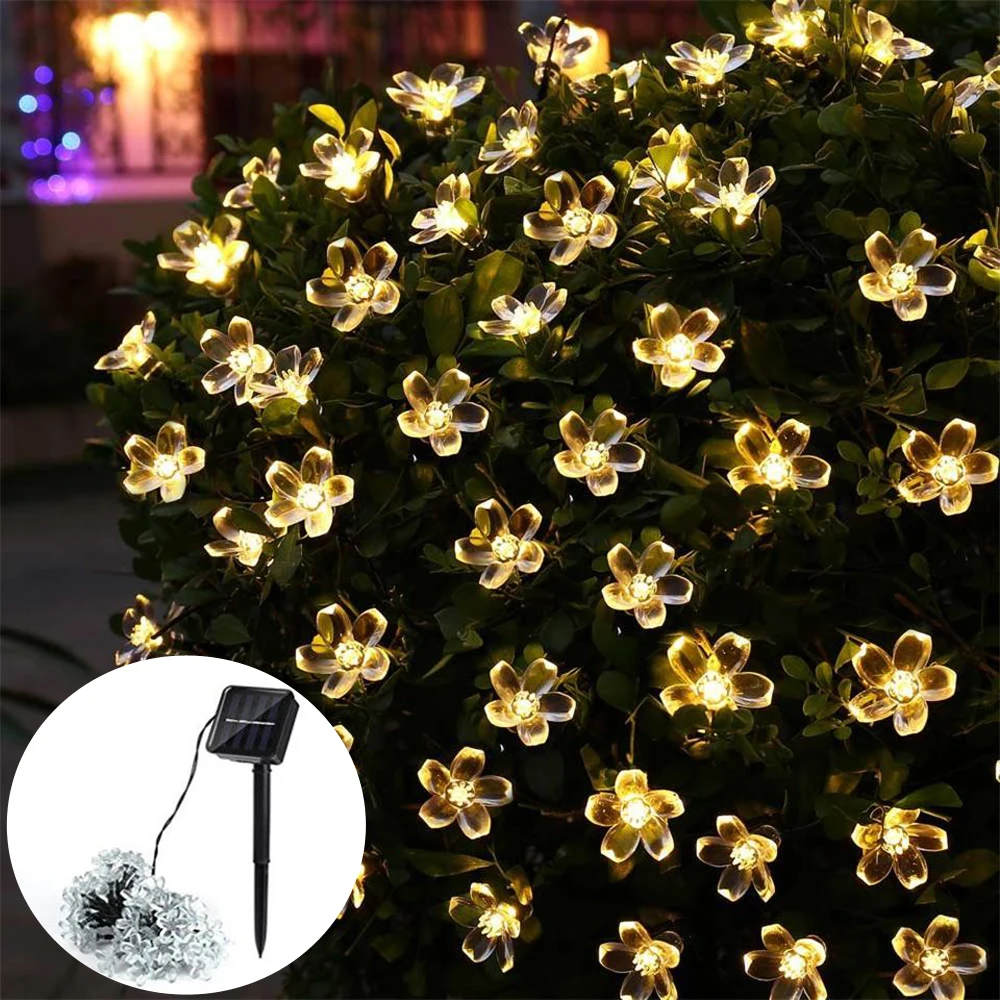 50 LED Solar String Lights Flower Bulbs Solar Garden Waterproof Decorative Light