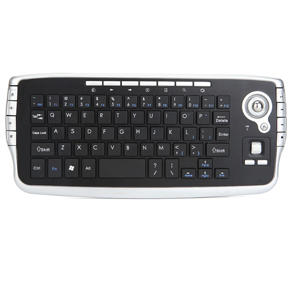 

Keyboard with Trackball,2.4G Mini Wireless Keyboard Multi-Media Functional Trackball Air Mouse Features: (Black)
