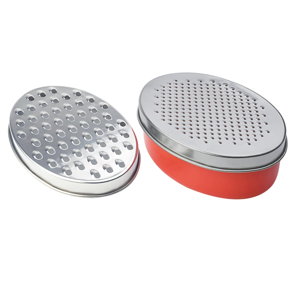 

Multifunctional Cheese Grater Stainless Steel Fruits Vegetables Zester With Storage Container Kitchen Cutting Tool(Red)