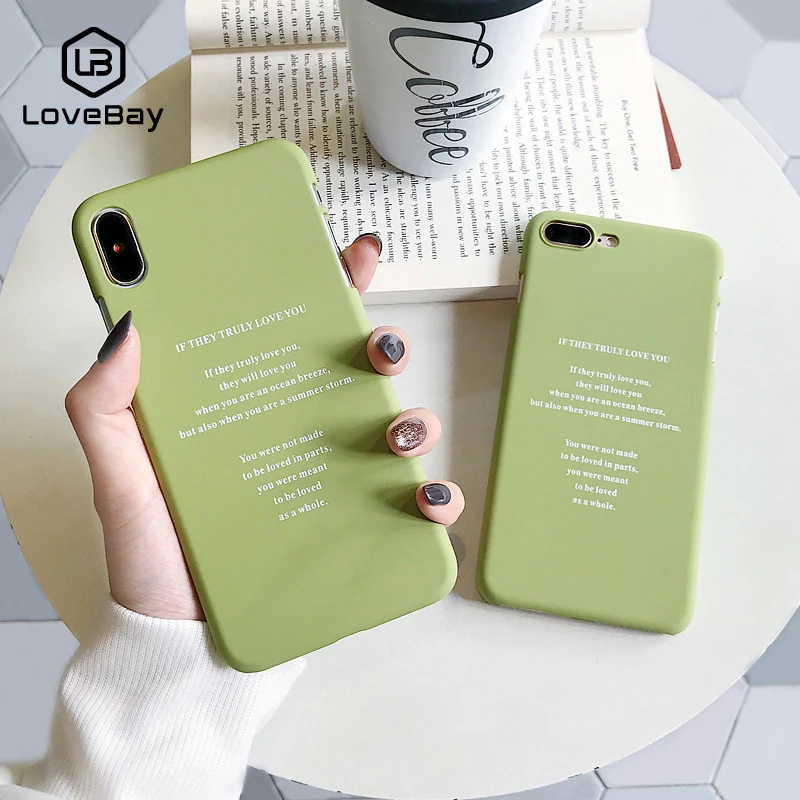 Lovebay чехол для телефона iPhone 6 6s 7 8 Plus X XR XS Max Модный матовый зеленый с мультяшной