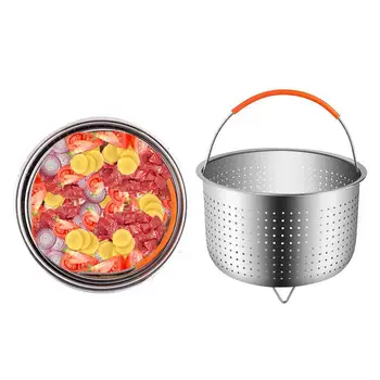 

304 Stainless Steel Rice Cooker Steam Basket Pressure Cooker Anti-scald Steamer Multi-Function Fruit Cleaning Basket p40