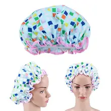 Водонепроницаемая шапочка для душа шляпа для ванной Красивая утолщенная двухслойная шапочка для душа из ЭВА для девушки женщины леди(синий