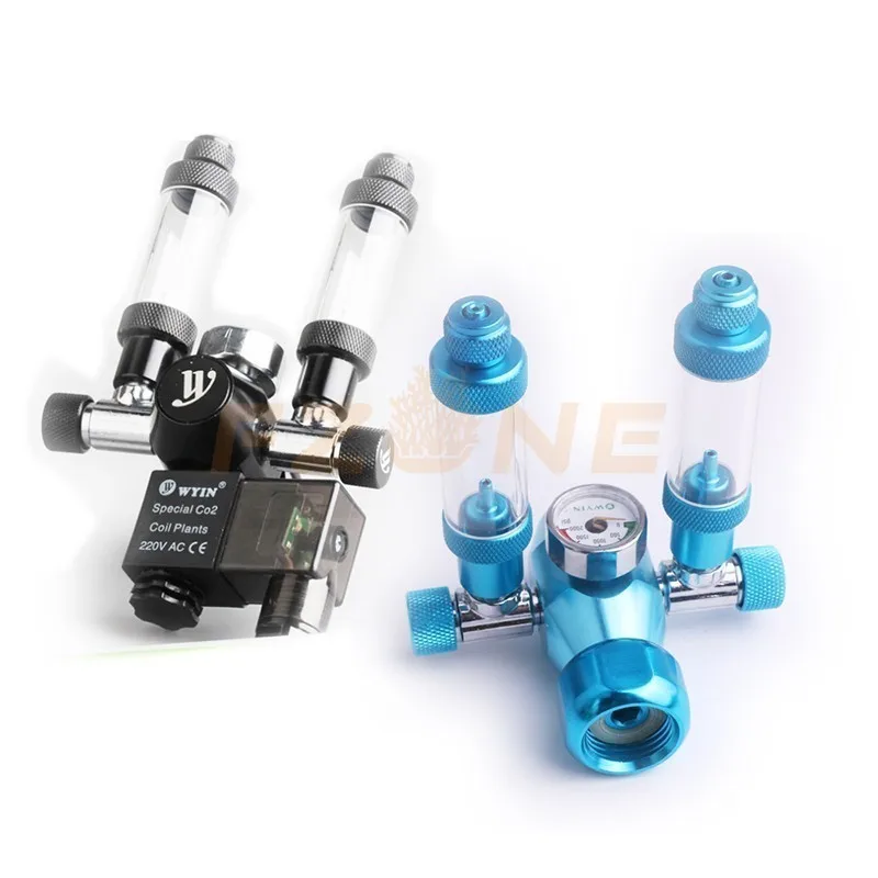 

Chihiros Aquarium Wyin Double Outlet Guage CO2 Regulator with Check Valve Bubble Counter Solenoid Valve and Installing Kits