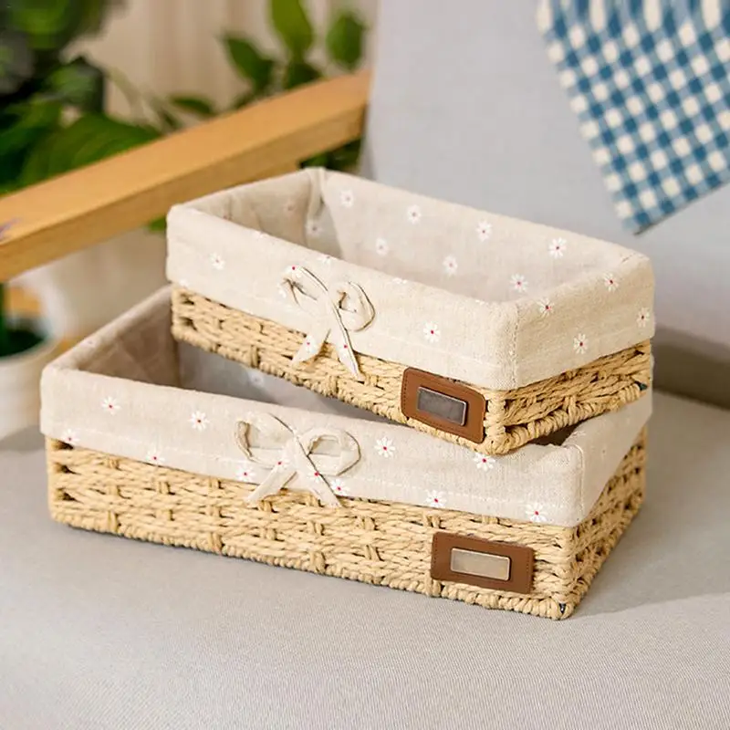2019 جديد سلة التخزين الخوص المنسوجة القش الطاولة مفتاح مستحضرات التجميل الروطان حديقة نمط مجوهرات مربع للرفوف 2019 جديد سلة التخزين الخوص المنسوجة القش الطاولة مفتاح مستحضرات التجميل الروطان حديقة نمط مجوهرات مربع للرفوف