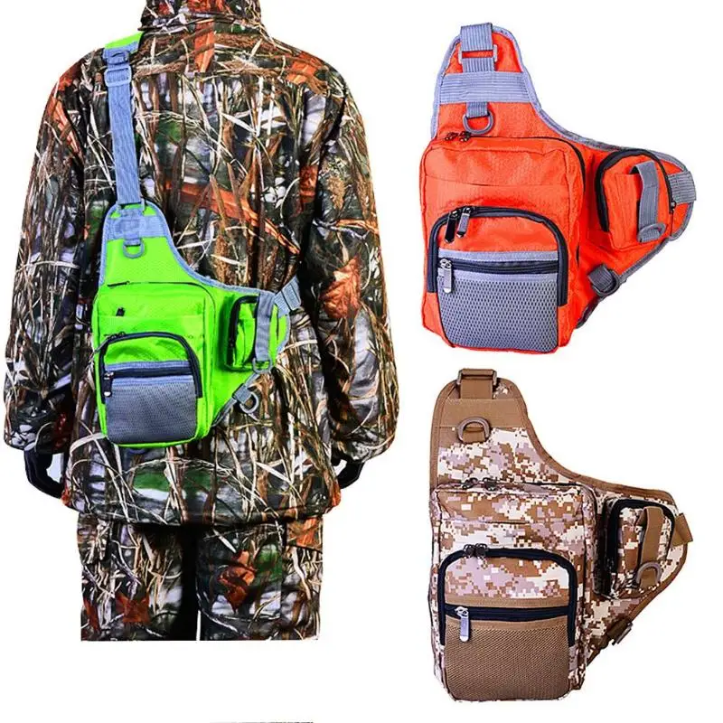 Multi Pocket Fly Fishing Bag Canvas Carp Fishing Reel Lure Tackle Bag