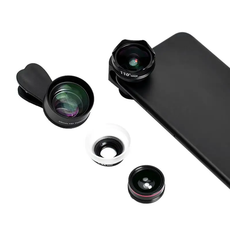 

5 In 1 Mobile Phone SLR Suit Mobile Phone Lens Set Without Distortion Wide Angle Macro 2 Times Portrait Lens 230 Degree Fisheye
