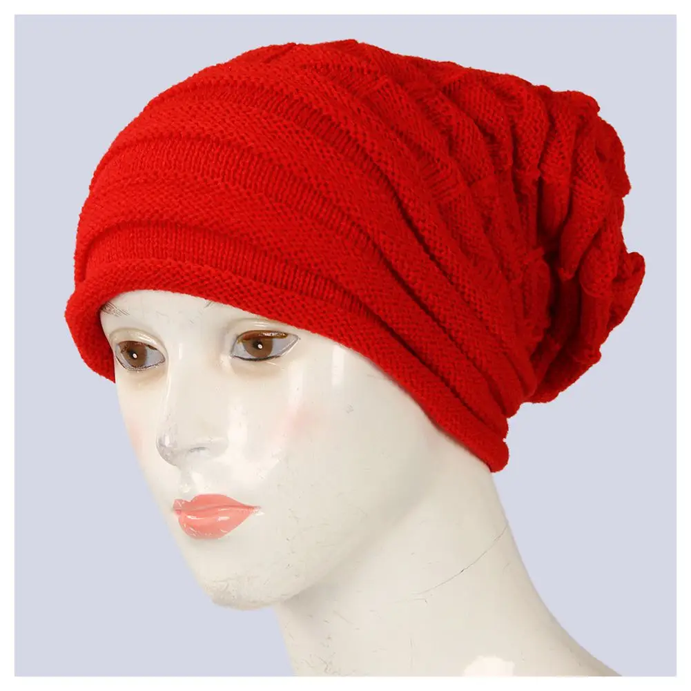 HTHL-элегантная женская вязаная крючком зимняя шапка шерстяная вязаная шапочка теплые шапки(красный