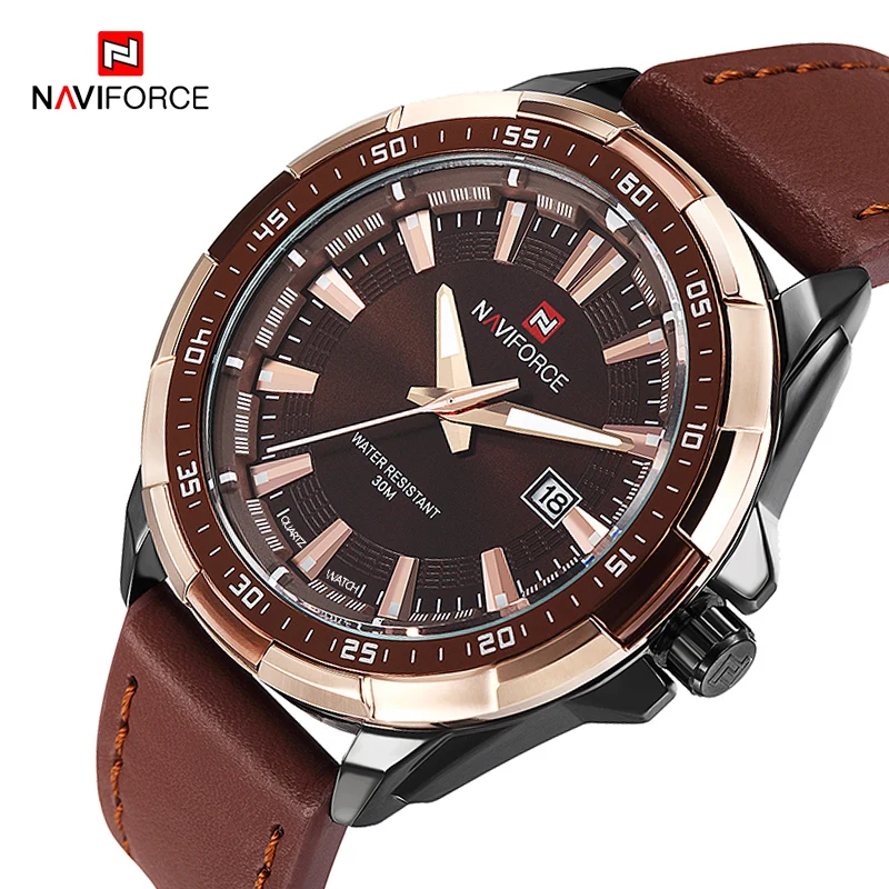 NAVIFORCE Men's Watch Top Luxury Brand Fashion Sport Watches Mens Waterproof Quartz Clock Male Military Leather WristWatch 2019 |