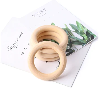 

5Pc 70MM Natural Baby Wooden Teething Rings Teether Wooden Baby Teethers Baby Accessories For Kids DIY Crafts Children Goods Toy