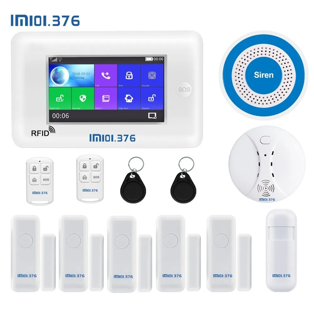 

LM101.376 Wireless WIFI GSM Home Burglar Security Alarm System Motion Detector APP Control Fire Smoke Detector Alarm