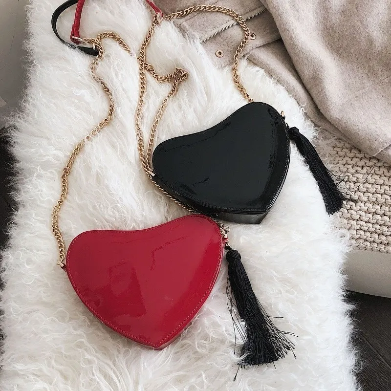 

Luxury Handbags Women Bags Designer Heart Shape Purses And Handbags Chain Shoulder Messenger Bag Tassel Crossbody Bags For Women