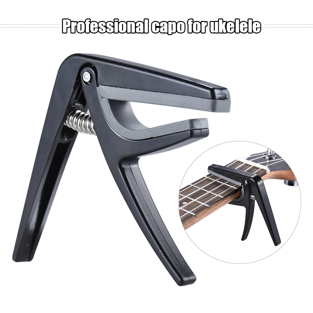 

Professional Single-handed Quick Change Ukelele Capo Plastic Steel Black Guitar Parts & Accessories
