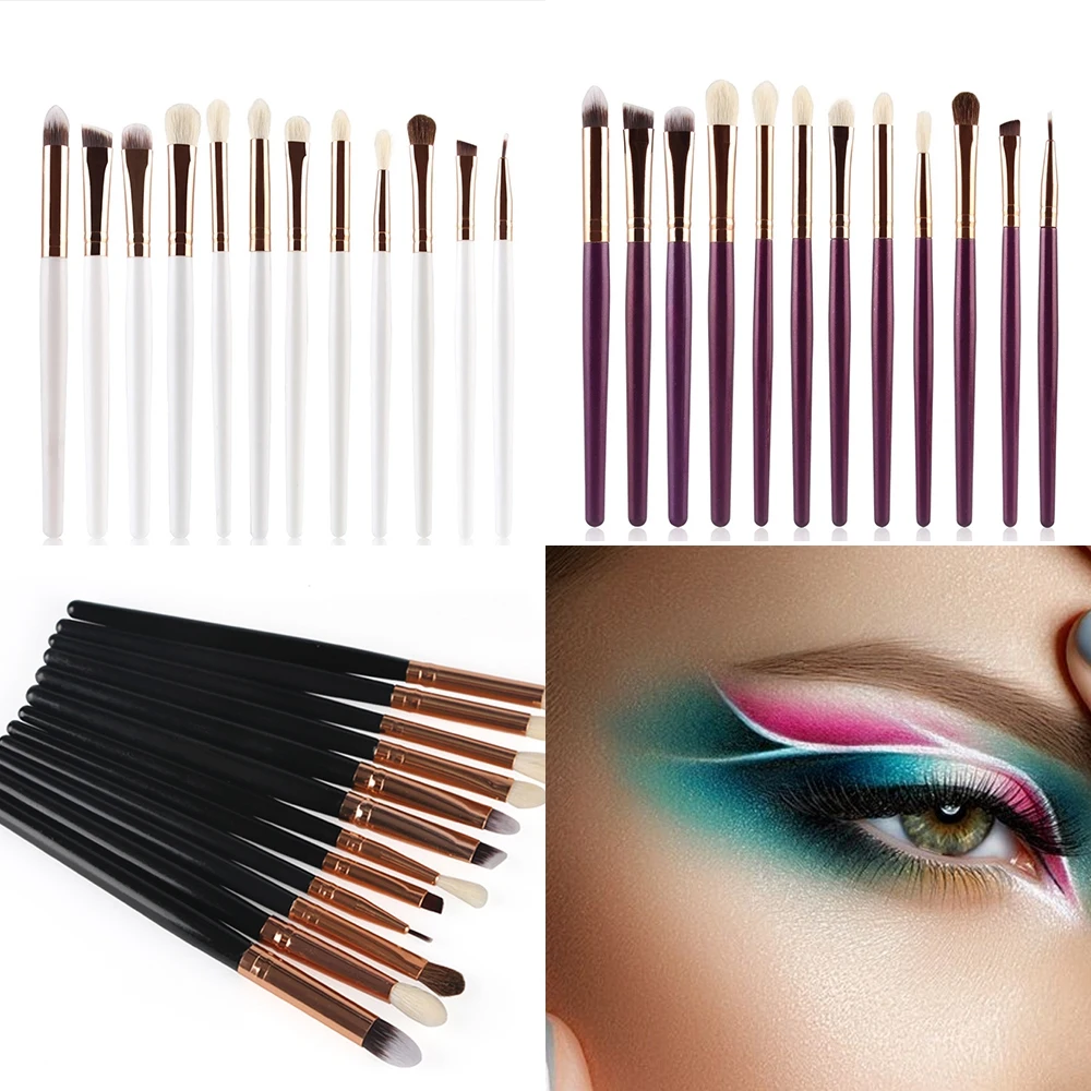 

Eye Makeup Brushes 12pcs Eyeshadow Makeup Brushes Set with Soft Synthetic Hairs Wood Handle for Eyeshadow Eyebrow Eyeliner