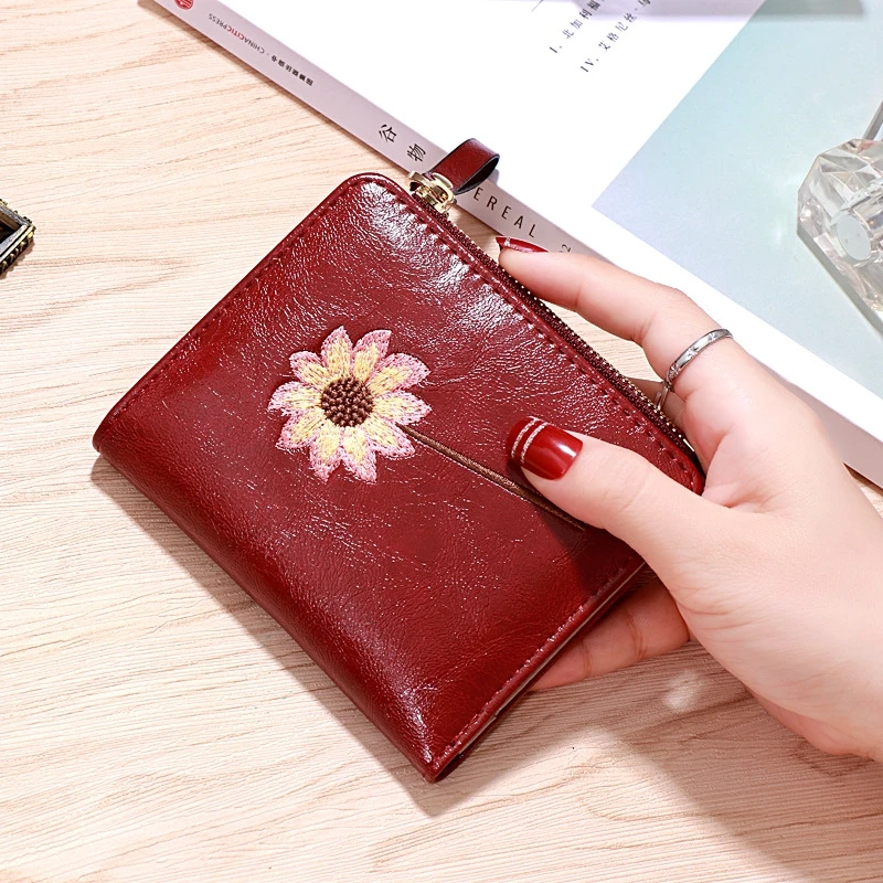 

Small Wallet Female Short Paragraph Simple Small Fresh Student Zipper Buckle Folding Coin Holder