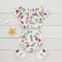 Комплект из 2 предметов, Очаровательная одежда для малышей платье с цветочным рисунком для купальные костюмы ананас ванный комплект Одна деталь Купальника Бикини Монокини Костюмы пляжная одежда