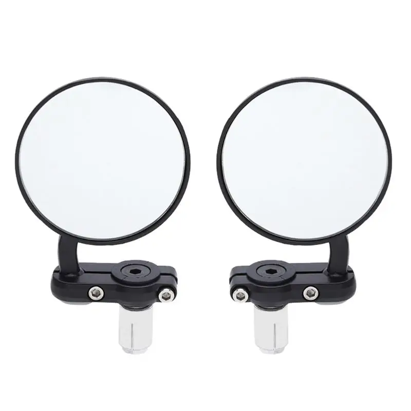 

High Quality Safety 2pcs Universal Motorcycle Aluminum Black Handle Bar End Rearview Side Mirrors and Black Side Mirrors
