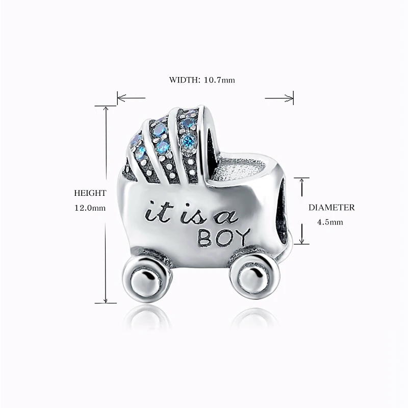 StrollGirl diy beads Baby boy and girl carriage charms collection sivler color 925 fit authentic bracelet jewelry making gifts