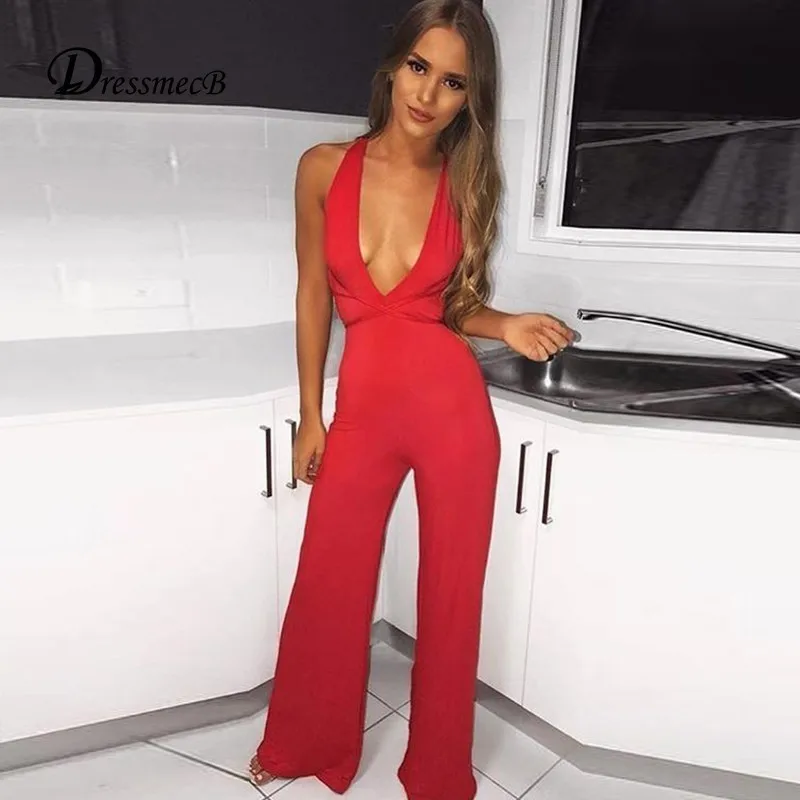 DRESSMECB 2019 сексуальный комбинезон женский с v образным вырезом без спинки боди