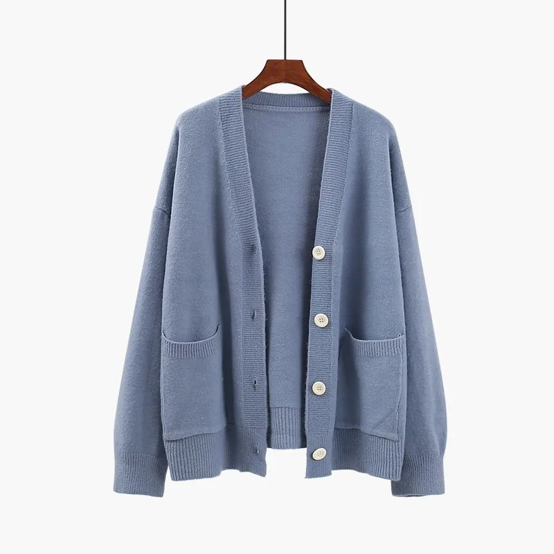 

Spring Autumn Women Single Breasted Cardigans Latern Sleeve Casual Pocket Knitted Poncho Sweaters Cardigans