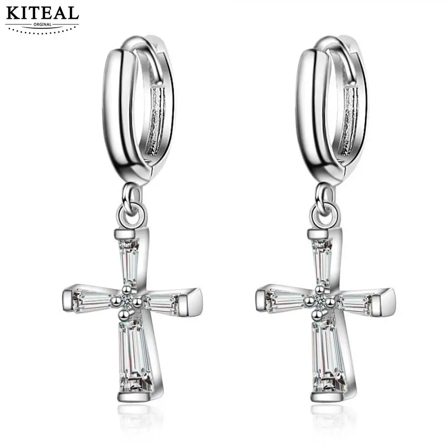 KITEAL 925 ювелирные изделия великолепные духи для женщин серьги крест прозрачный
