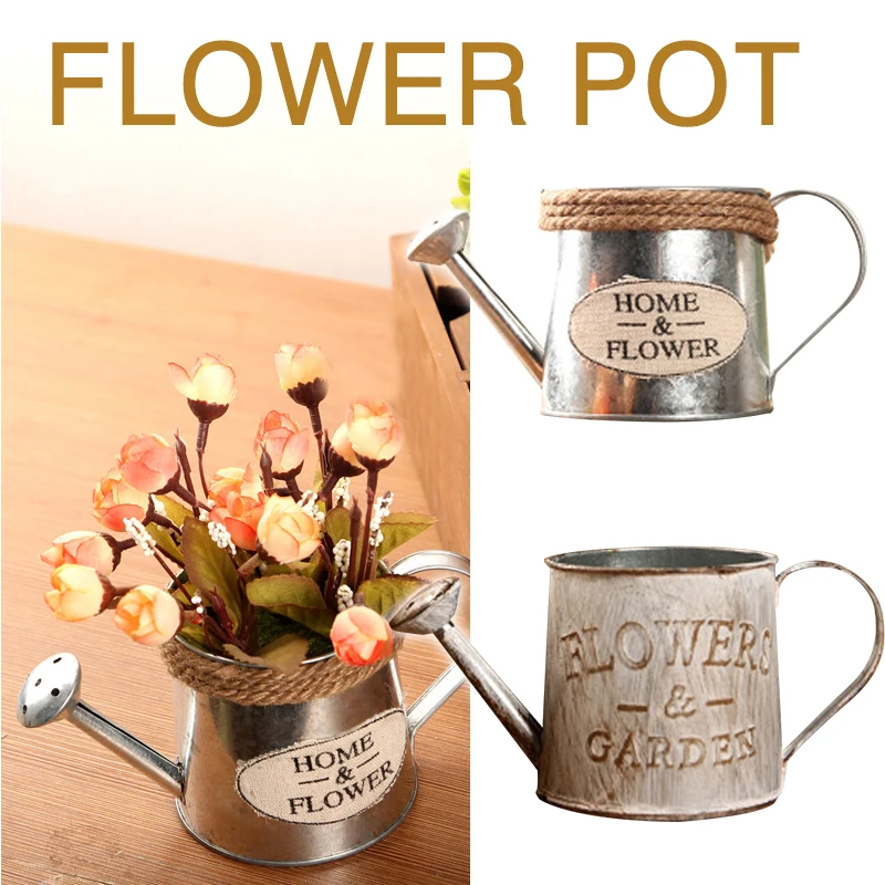 

Newest Vintage Bucket Flower Pot Planter Succulent Plant Flowerpot Home Garden Decor 2 Styles