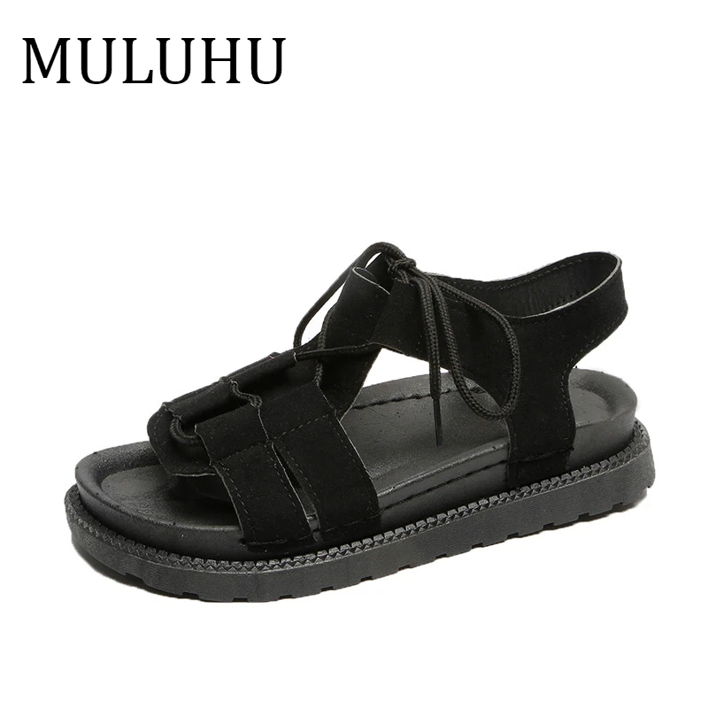 

MULUHU 2019 Sandals Thick Bottom Women's Casual Single Shoes Woman Comfortable Ladies Sandals Zapatos Mujer Black Spring Summer