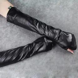 CHICEVER осень черные женские перчатки раскрыть палец тонкий срез кожаные перчатки Мода Новый 2017
