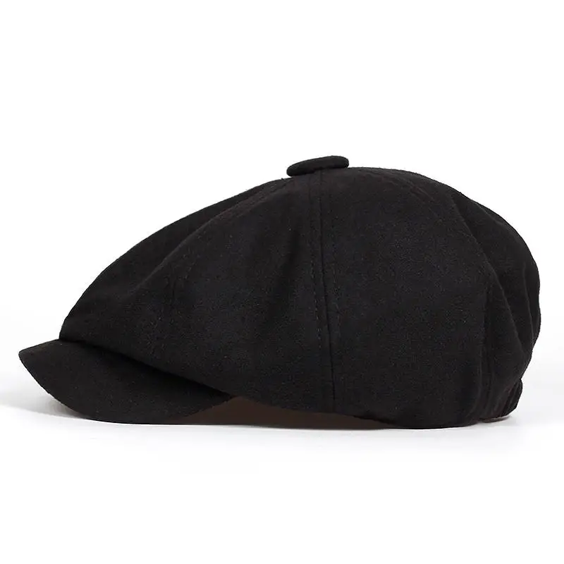 

Men Flat Cap black Grey Newsboy Bakerboy Hats Cotton Beret Hat British Retro Men Woolen Flat Cap