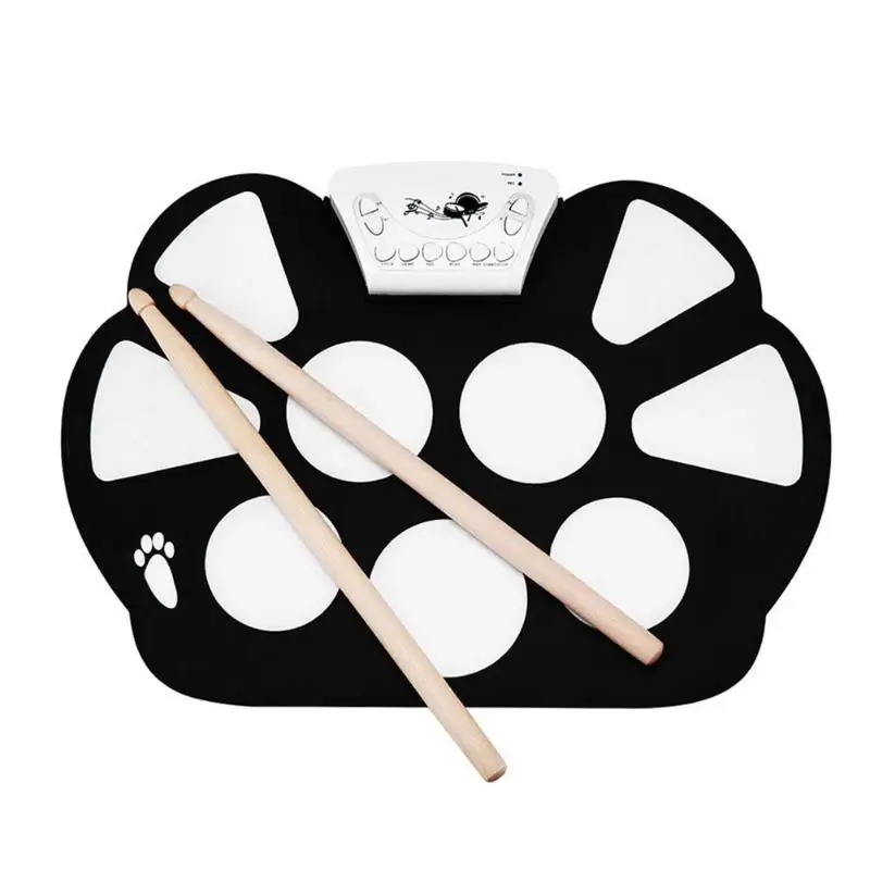 

Portable Roll Up Drum Pad Kit Silicon Foldable Stick Drum with Foot Pedals